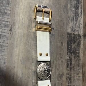 Versace White Belt with Gold and Silver Details